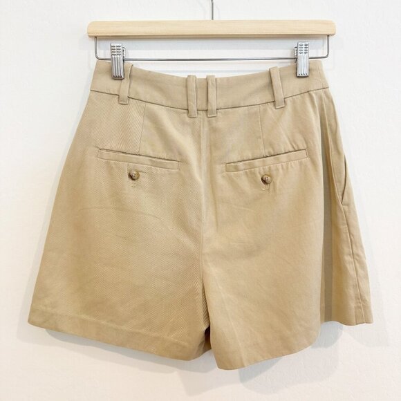 NWT Madewell The Harlow Trouser Shorts in Drapey Twill Tan Linen Blend New 0 - Picture 7 of 9